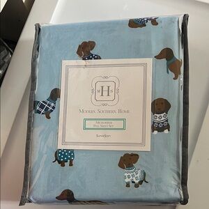 NEW Winter Dachshund Print Microfiber Full Sheet Set Wiener Dogs in Sweaters